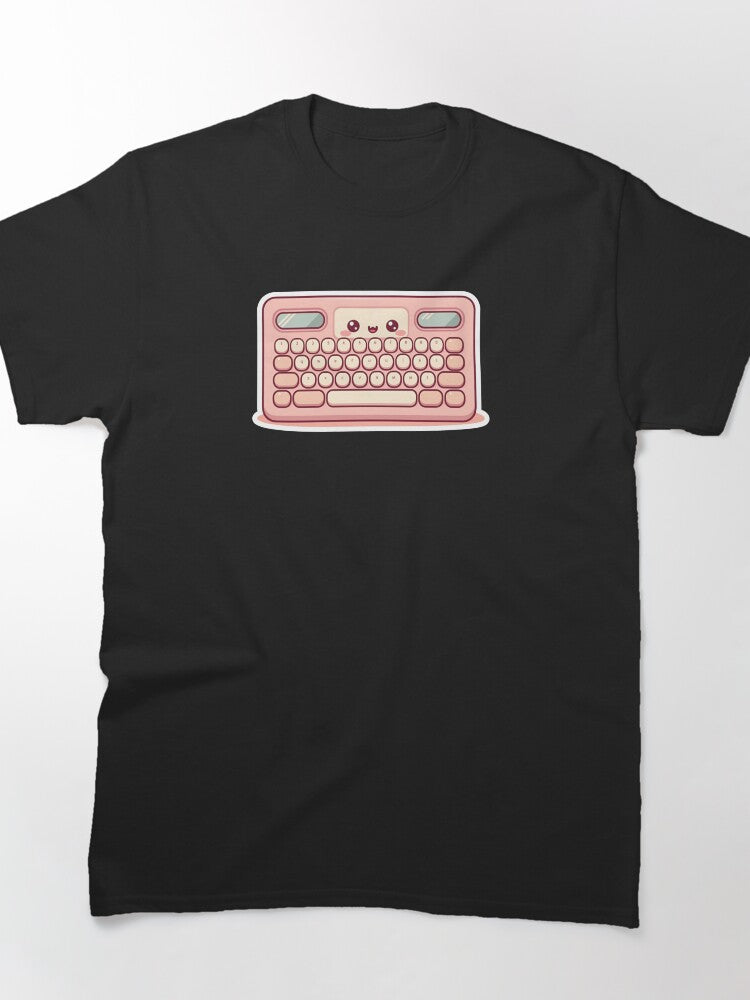 Kawaii Keyboard Friend — Pastel Cute Cozy Tech Illustration Classic T-Shirt