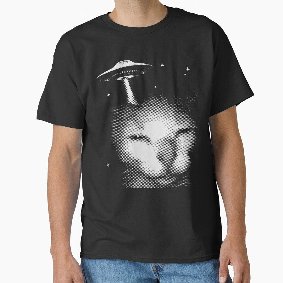 Funny Alien Invasion Cat Meme Classic T-Shirt